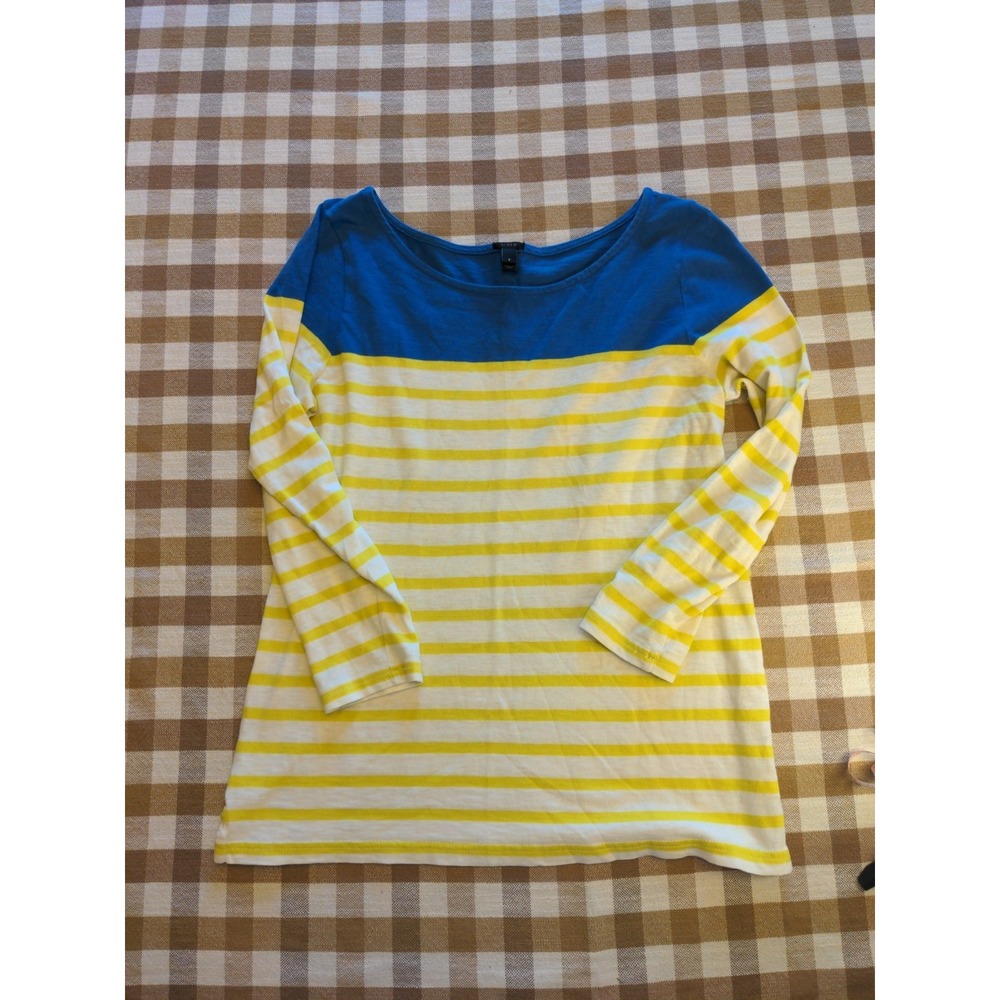 Women's Small J. Crew Blue And Yellow‎ Striped Shirt